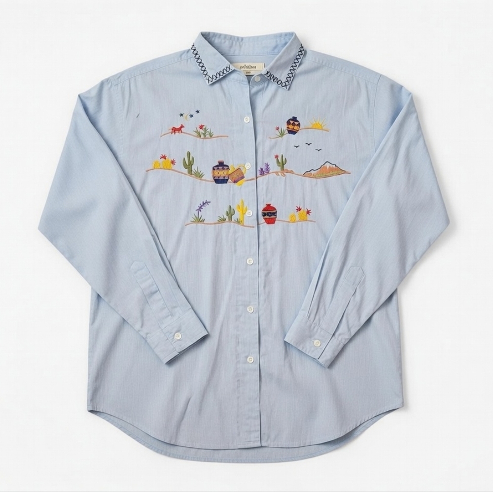 Vintage 90s Erika & Company Embroidered Southwestern Desert Women's Button Down